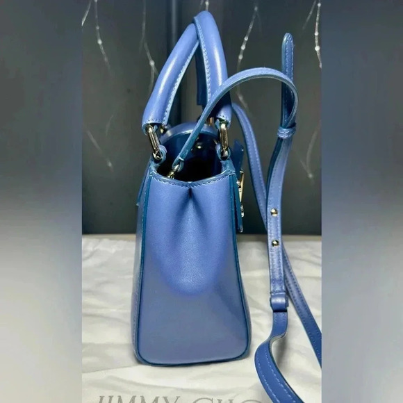 Jimmy‎ Choo Lockett Leather Studded Tote Bag With Crossbody Strap Denim VGC - Picture 6 of 10